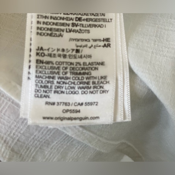 Original Penguin Crisp White Button Down Shirt size-XXL - Picture 8 of 9